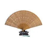 Green Sandalwood Peacock Fan with Open Screen and Su Fan