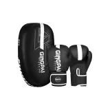 Boxing Gloves+Kick Pads 1 Pack (Black & White)