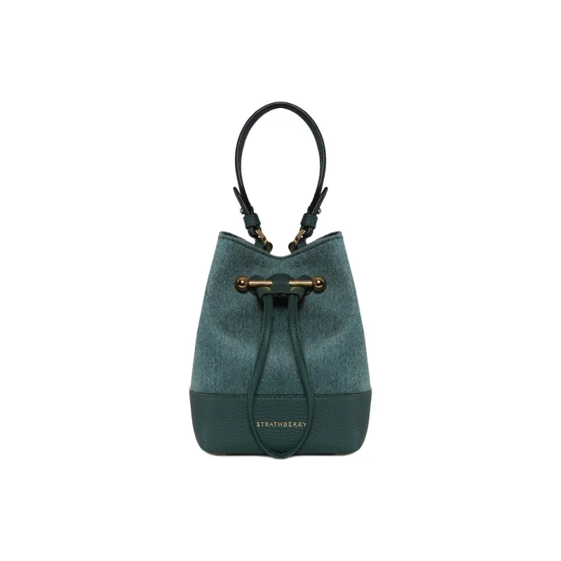 Strathberry Calfskin With Cashmere Blend Bucket Bag Handbag Shoulder Bag Crossbody Bag Women's Green-0