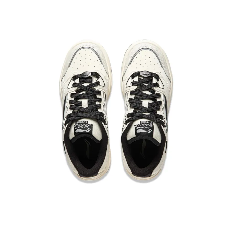 LiNing Future Flow Cushioning Support Wear Resistant Slip Resistant Low Top Skateboard Shoes Women's White Black-3