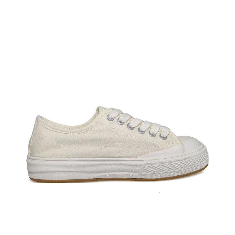 B10CROWN Anti Slip Wear Resistant Breathable Lightweight Low Top Canvas Shoes Women's Beige-2
