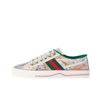 GUCCI Tennis 1977 Tiger Year Collection Low Top Stylish Skateboarding Shoes Women's White