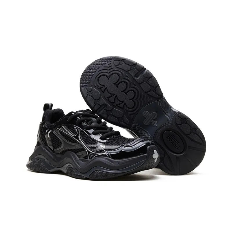 SHOOT BRAND Anti Slip And Wear Resistant Breathable Low Top Chunky Sneakers Unisex Obsidian-4