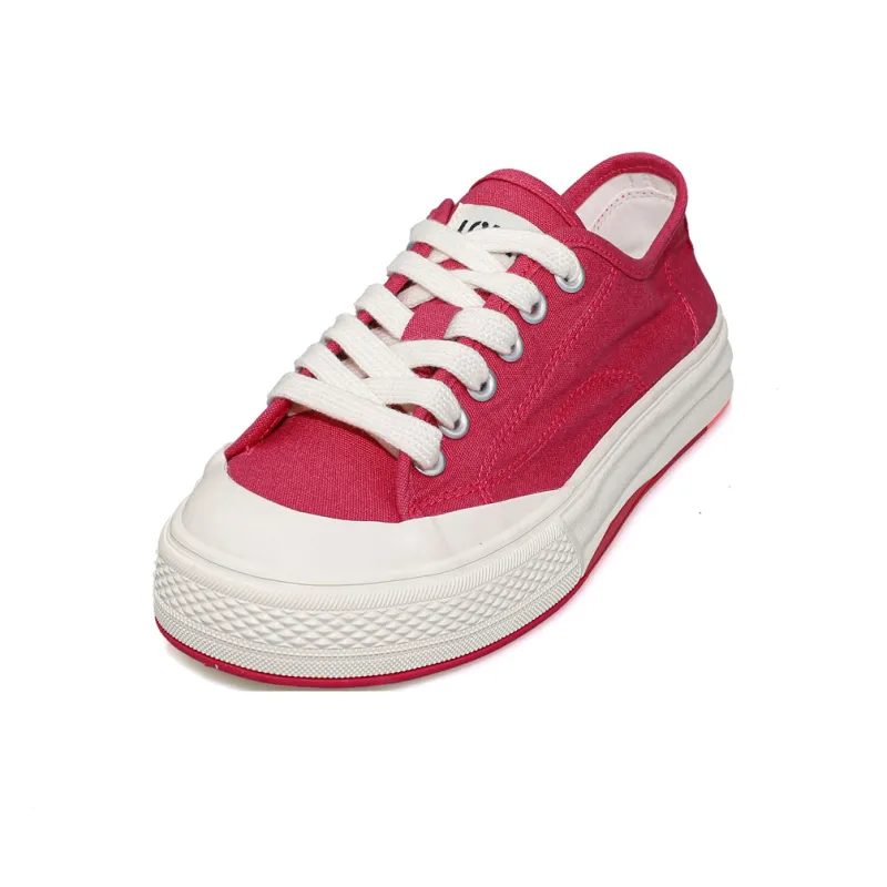 B10CROWN Anti Slip Wear Resistant Breathable Lightweight Low Top Canvas Shoes Women's Rose Red-1