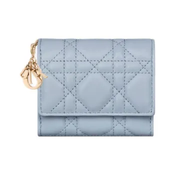 DIOR Lambskin Wallet Women's Light Blue