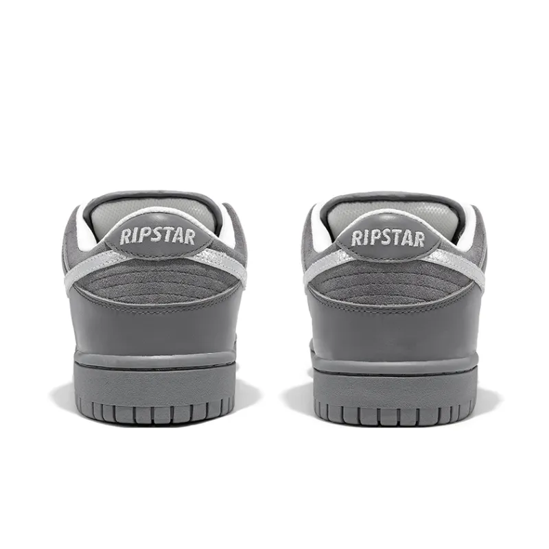 RIPSTAR Anti Slip Wear Resistant Low Top Skateboard Shoes Unisex Silver Gray-3