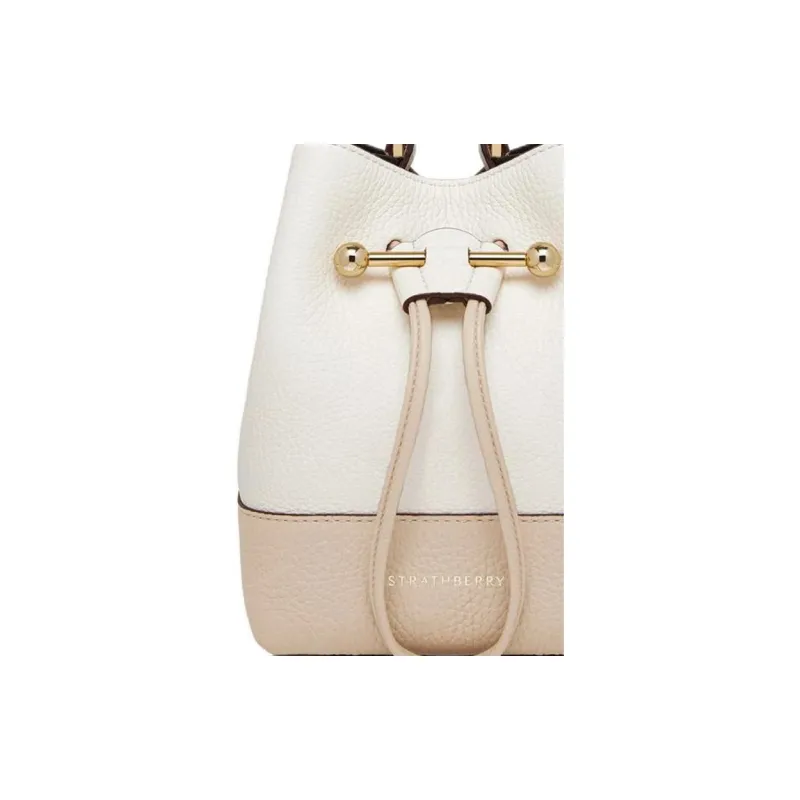 Strathberry Grained Calfskin Bucket Bags One Shoulder Handbag Crossbody Bag Women's White & Pink-4