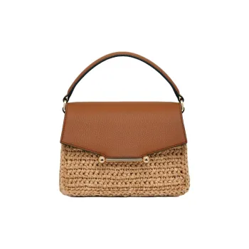 Strathberry Grained Calfskin Pinyali Grass Shoulder Bag Crossbody Bag Handbag Extra Mini Women's Tan & Natural