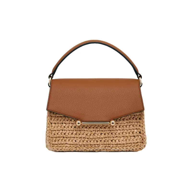 Strathberry Grained Calfskin Pinyali Grass Shoulder Bag Crossbody Bag Handbag Extra Mini Women's Tan & Natural-0