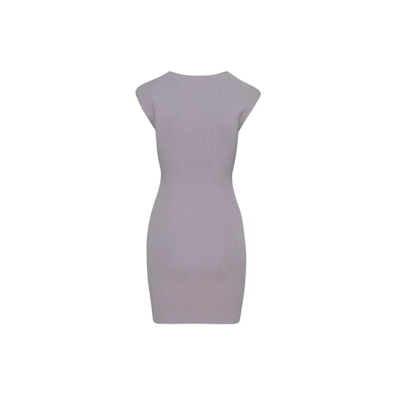 ARITZIA Wilfred Free Cut-Out Knit Mini Dress Short-Sleeved Dresses Women's Purple Slate-1