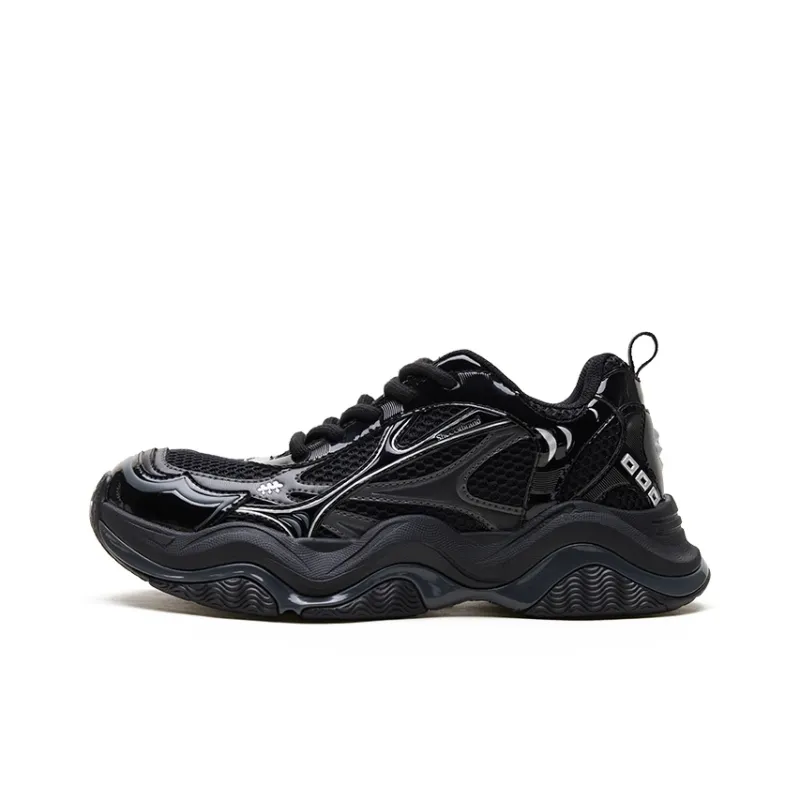 SHOOT BRAND Anti Slip And Wear Resistant Breathable Low Top Chunky Sneakers Unisex Obsidian-0