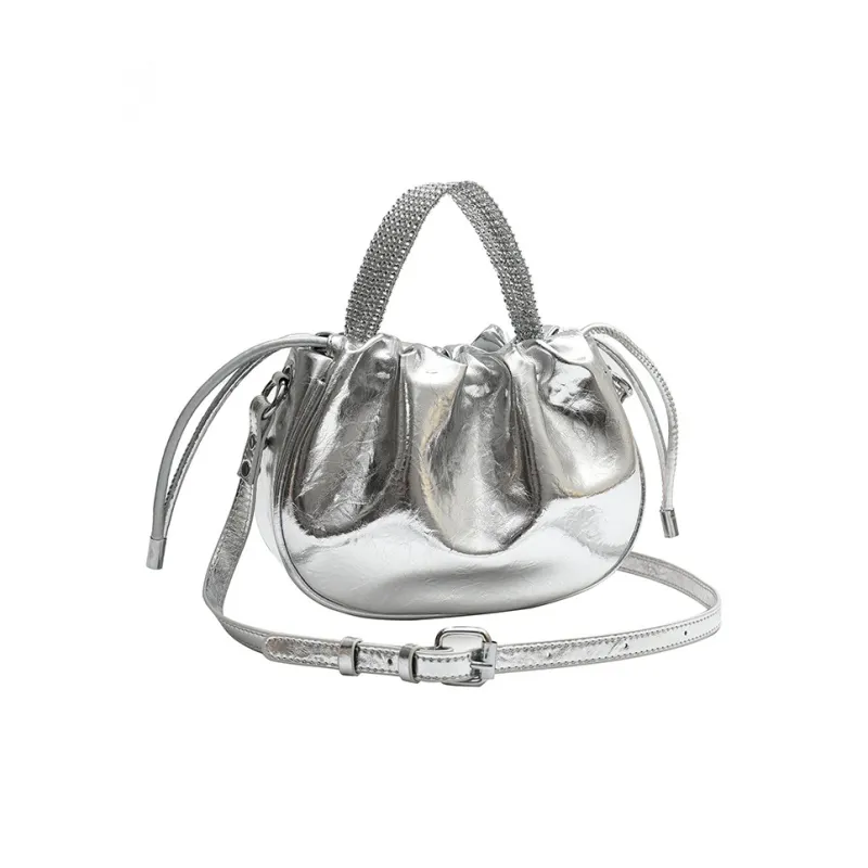 DALO PU One Shoulder Bucket Crossbody Handbag Women's Silver/Multicolor/Gold/Black-0