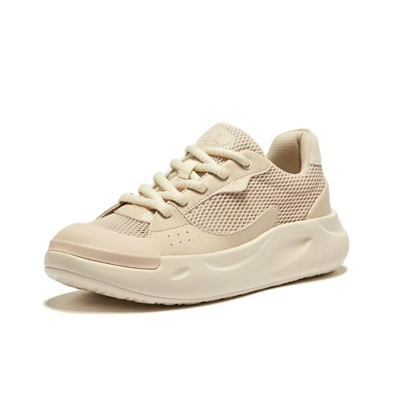 Erke Anti Slip Wear Resistant Low Top Skateboard Shoes Women's Egg Cream Gray-2