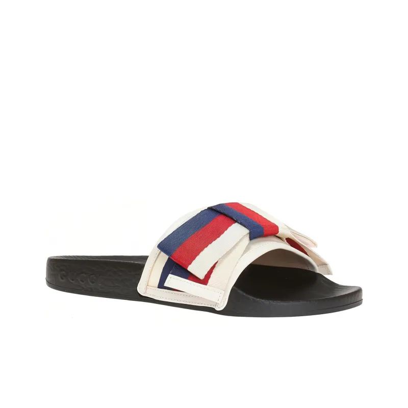 GUCCI Women's Satin Slide 'Web Bow' Women's-5