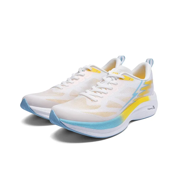 LPMX Professional Racing Body Test Cushioning Slip Resistant Low Top Running Shoes Men's Blue White Yellow-2