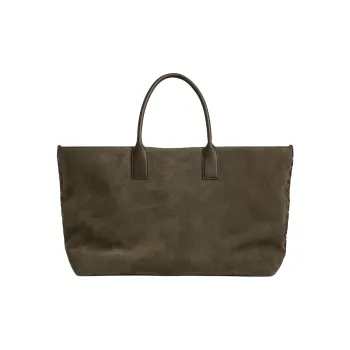 Bottega Veneta Suede Tote Bag Shopping Bag Handbag Large Size Men's Camo & Khaki