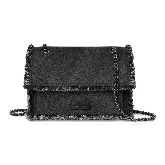 INJOYLIFE Denim Crossbody Bag Medium Size Women's Denim Black-1