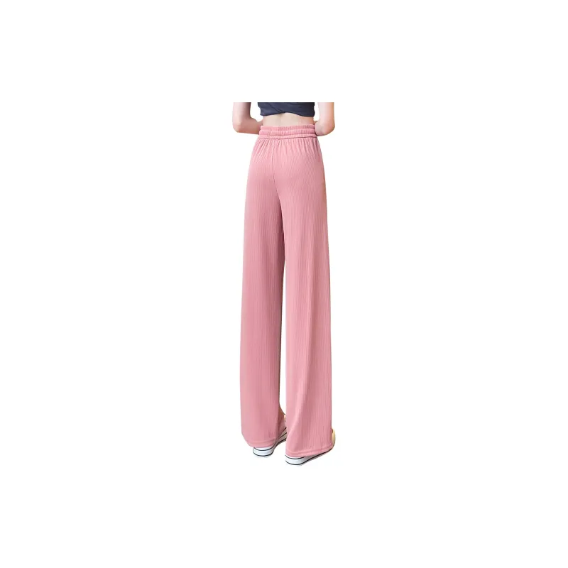 JEANSWEST Fashion Versatile Thin Micro Stretch Comfortable High Waist Wide Leg Draped Ice Silk Summer Women's-9