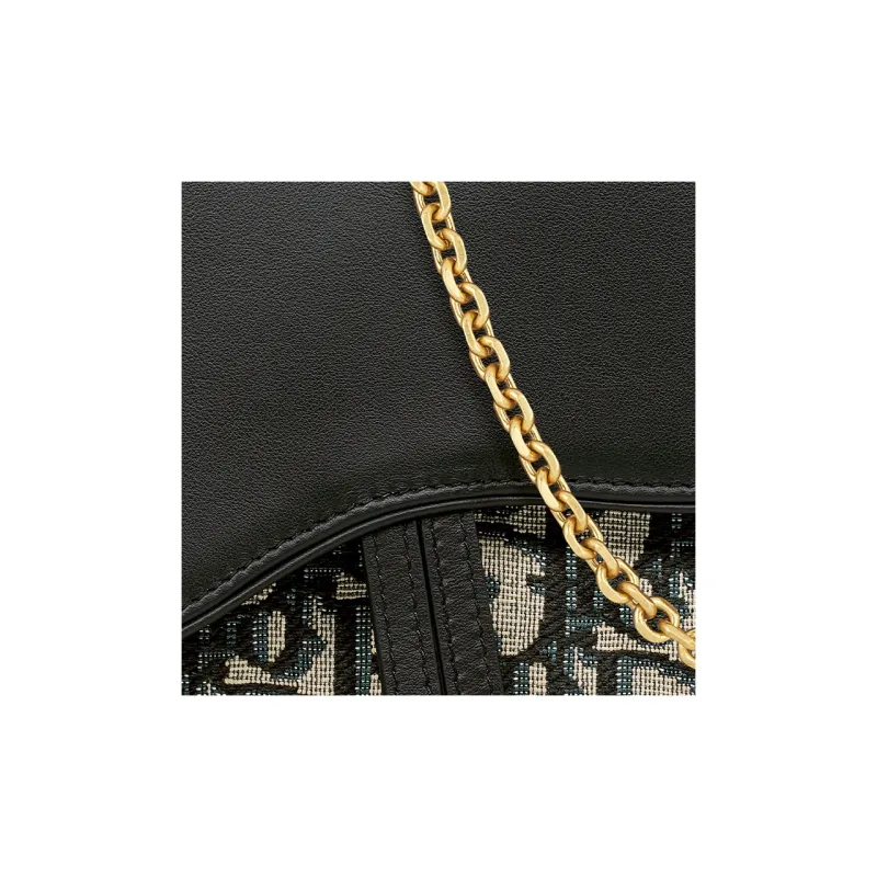 DIOR Oblique Printed Fabric Patchwork With Smooth Cow Leather Shoulder Bag Crossbody Bag Women's Blue-5