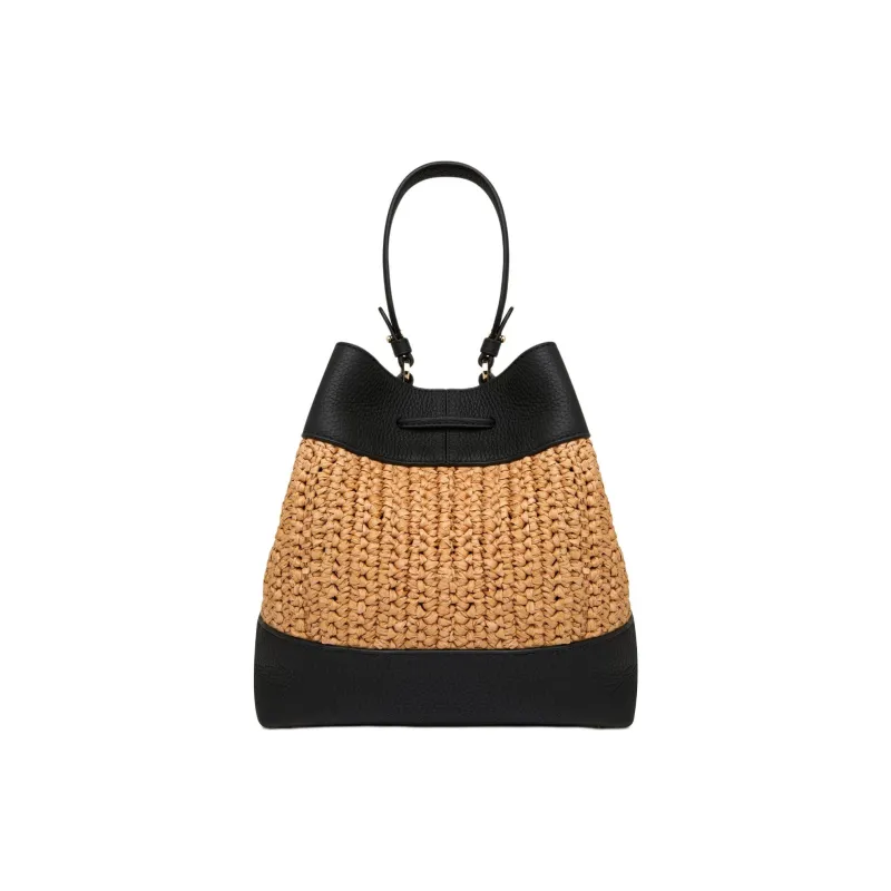 Strathberry Grained Calfskin Bucket Bags One Shoulder Handbag Crossbody Bag Women's Black & Brown-2