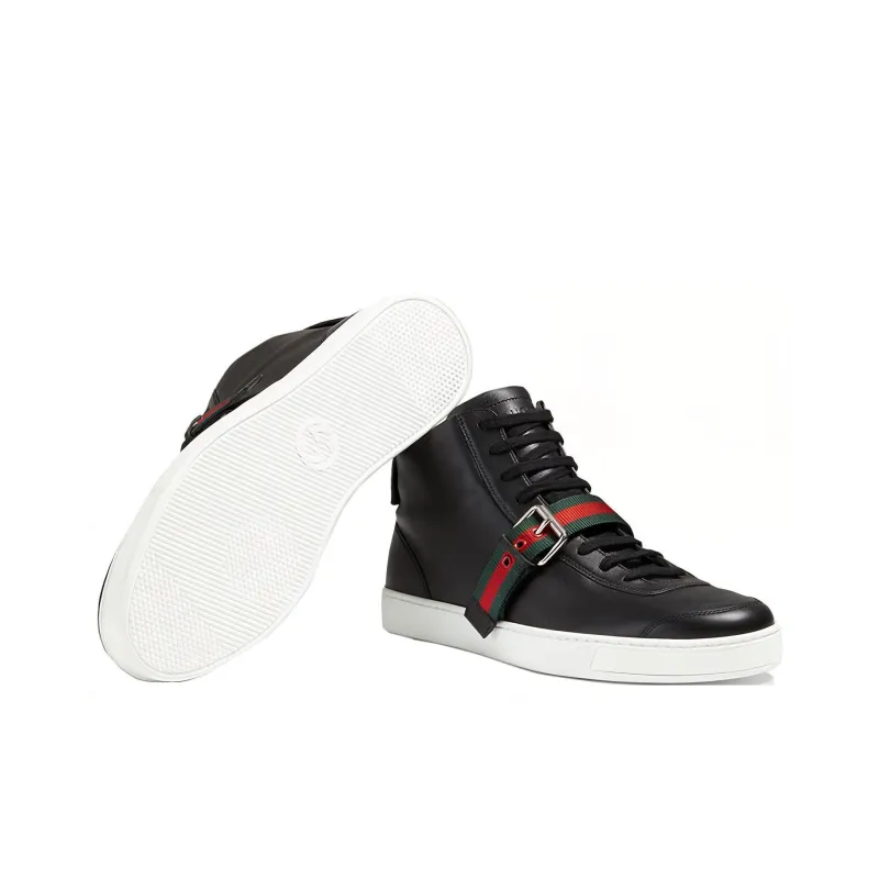 GUCCI Leather Sneakers Black-4