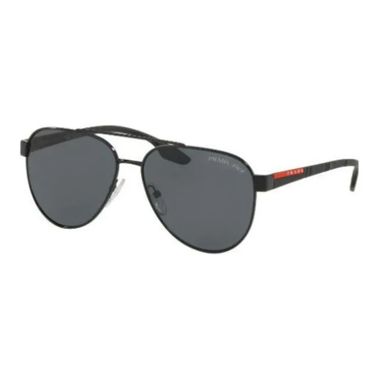 PRADA Acetate Irregular Shape Sunglasses Men's Black-0