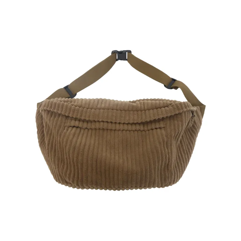 OURFUN Canvas Sling Bag Unisex Ecru/Black/Brown-6