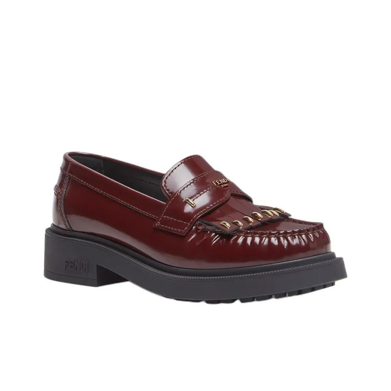 FENDI Filo Loafers 4cm Women's Burgundy-2