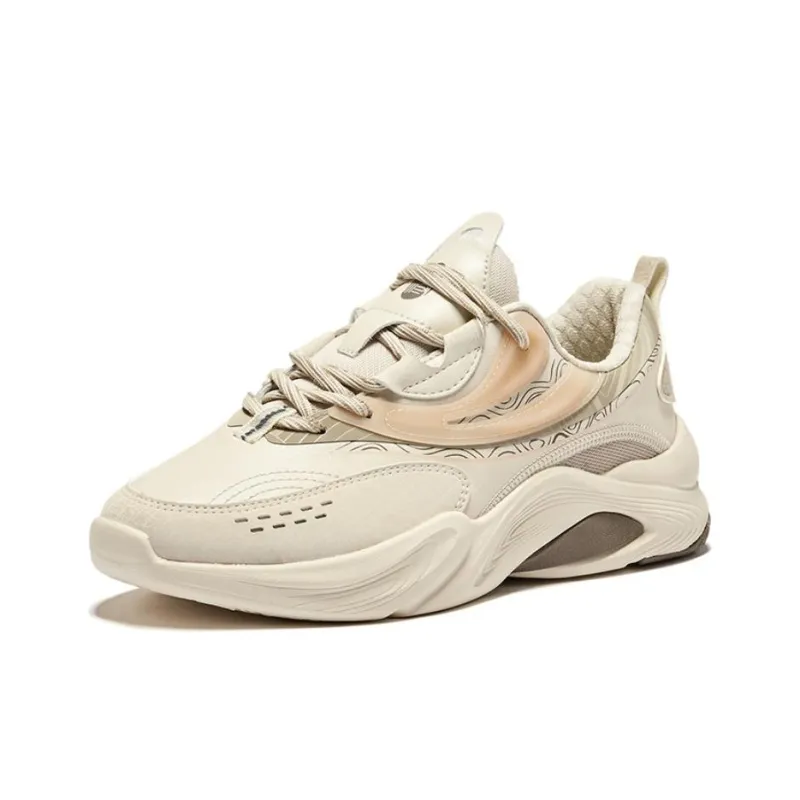Erke Kirin 3.0 Non-slip Lightweight Low-Top Casual Shoes Women's Egg Milk Gray Light Linen-2