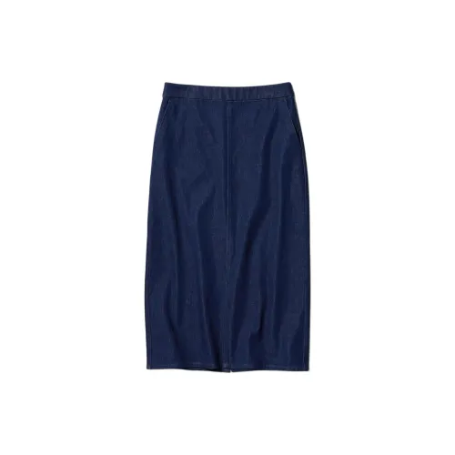 UNIQLO Denim Long Skirts Women's Navy Blue