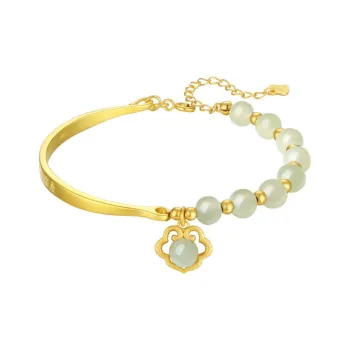 MAMADESHOUHU Bracelets Pale Greenish-White Jade Women's