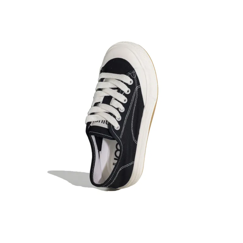 B10CROWN Anti Slip Wear Resistant Breathable Lightweight Low Top Canvas Shoes Women's Black-3