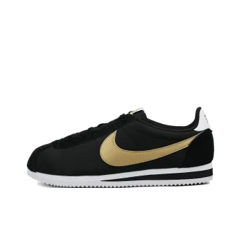 Nike Classic Cortez Anti Slip Wear Resistant Low Top Skateboard Shoes Unisex Black Gold