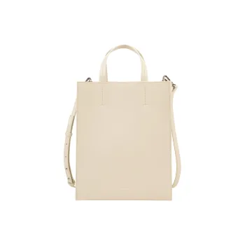 CALVIN KLEIN Cow Leather One Shoulder Handbag Medium Size Women's Cream White