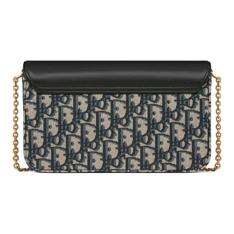 DIOR Oblique Printed Fabric Patchwork With Smooth Cow Leather Shoulder Bag Crossbody Bag Women's Blue-3