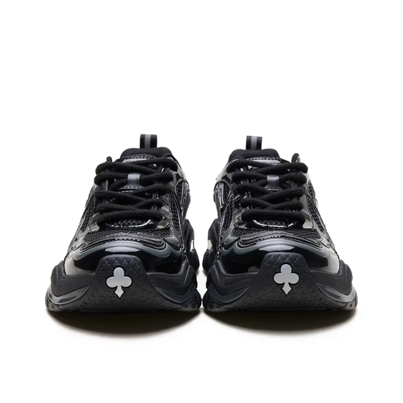 SHOOT BRAND Anti Slip And Wear Resistant Breathable Low Top Chunky Sneakers Unisex Obsidian-2