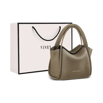 VINEY Cow Leather Crossbody Bag Shoulder Bag Bucket Bag Small Size Women's Camel