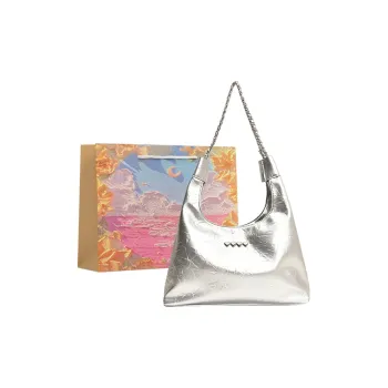 BRINCH PU Shoulder Bag Women's Silver/White/Black
