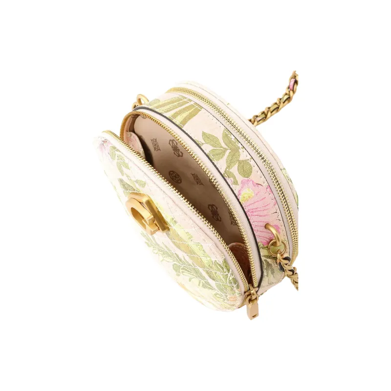 GUESS Synthetic Leather Small Round Crossbody Bag Women's Pink Green-4