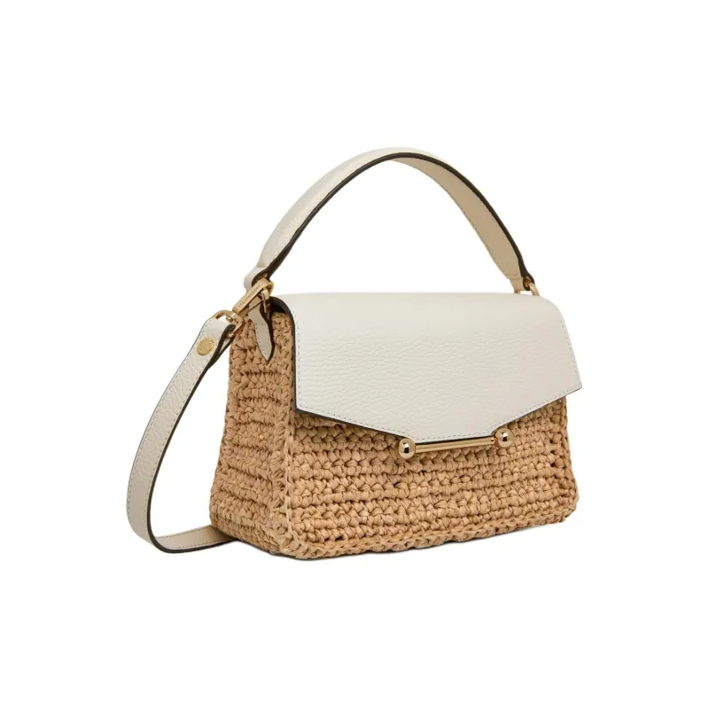 Strathberry Grained Calfskin Pinyali Grass Shoulder Bag Crossbody Bag Handbag Nano Women's White & Natural-1