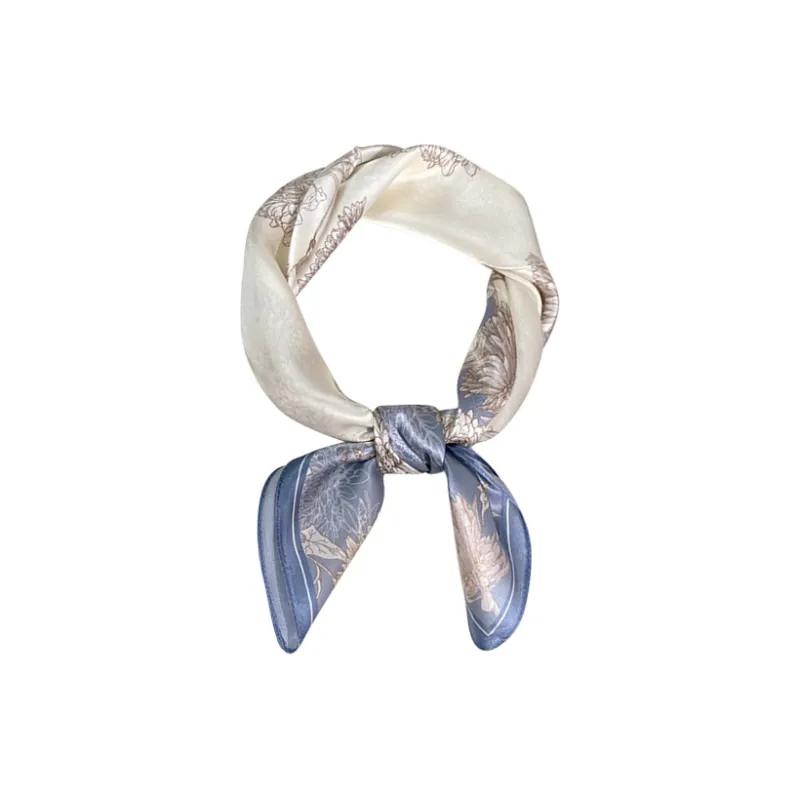 MITHAOL KUSC Silk Scarves Women's Elegant Blue-0