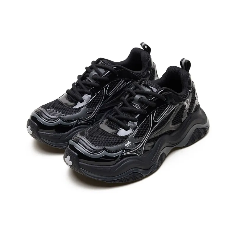 SHOOT BRAND Anti Slip And Wear Resistant Breathable Low Top Chunky Sneakers Unisex Obsidian-1
