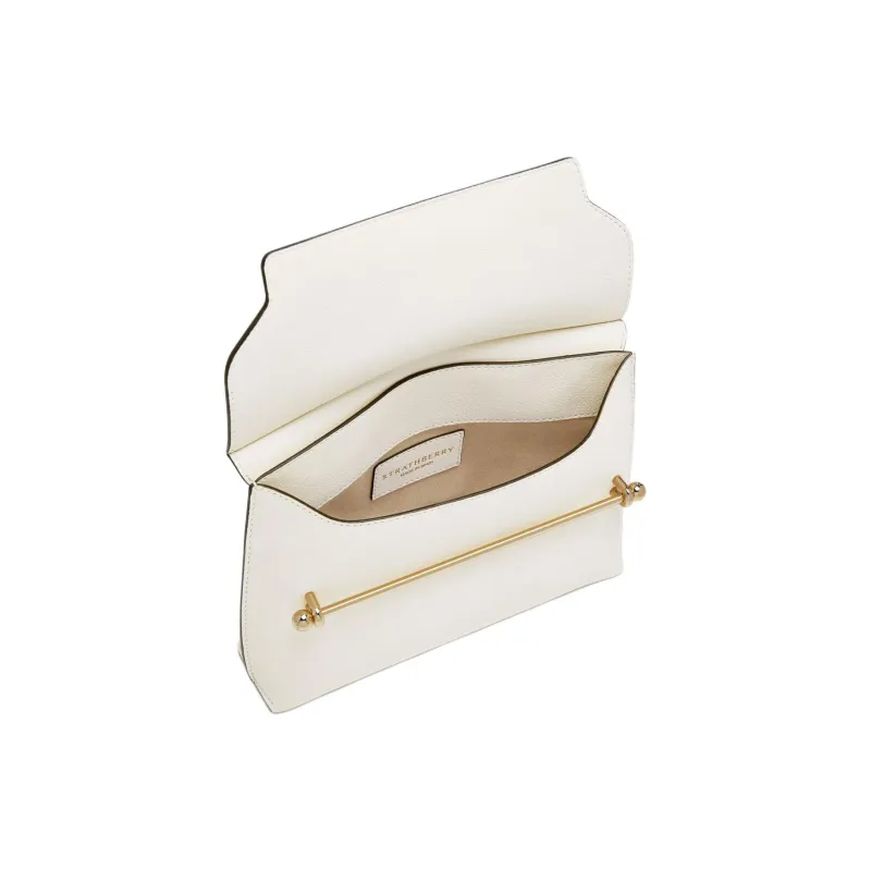 Strathberry Smooth Calf Leather Shoulder Bag Crossbody Bag Large Size Women's Vanilla White-3