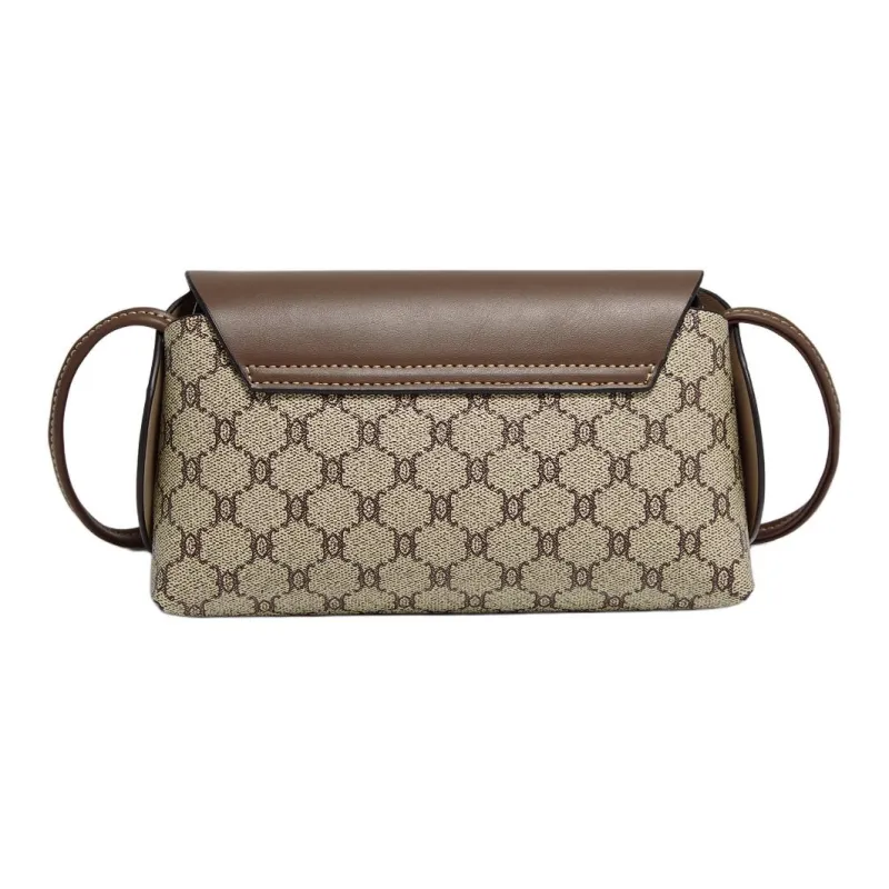 Marino Orlandi Synthetic Leather Crossbody Bag, Shoulder Bag Medium Size Women's Khaki/Coffee-3