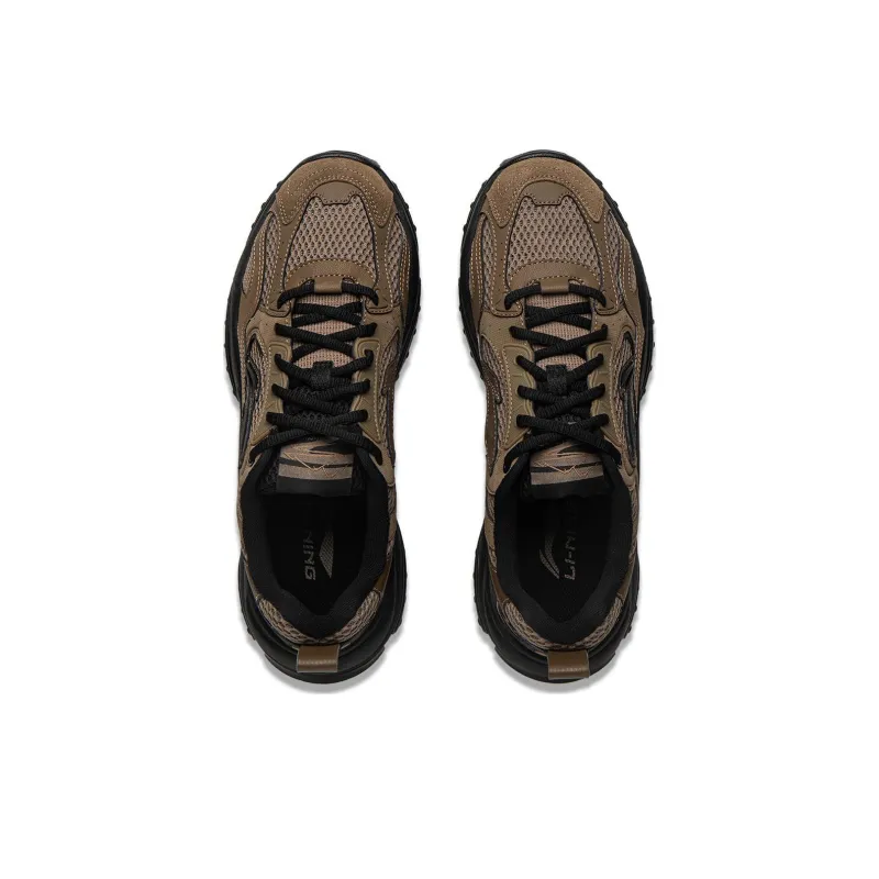 LiNing Chu Rui V2 Anti-Slip And Wear-Resistant Breathable Low-Top Casual Shoes Men's Tan Black-3