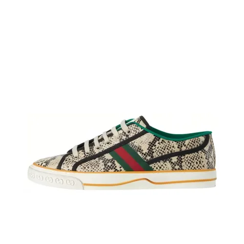 GUCCI Tennis 1977 Sneaker Python Skin Beige Black