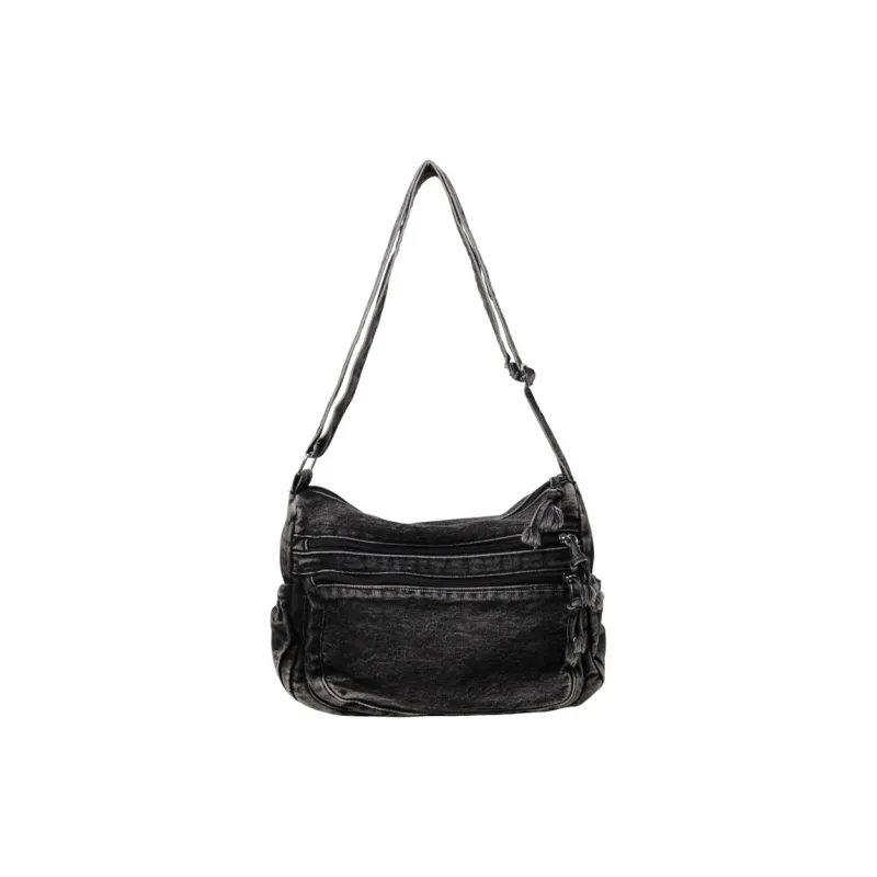 DALO Denim Crossbody Bag, Shoulder Bag Women's Dark Tea/Light Blue/Dark Blue-0