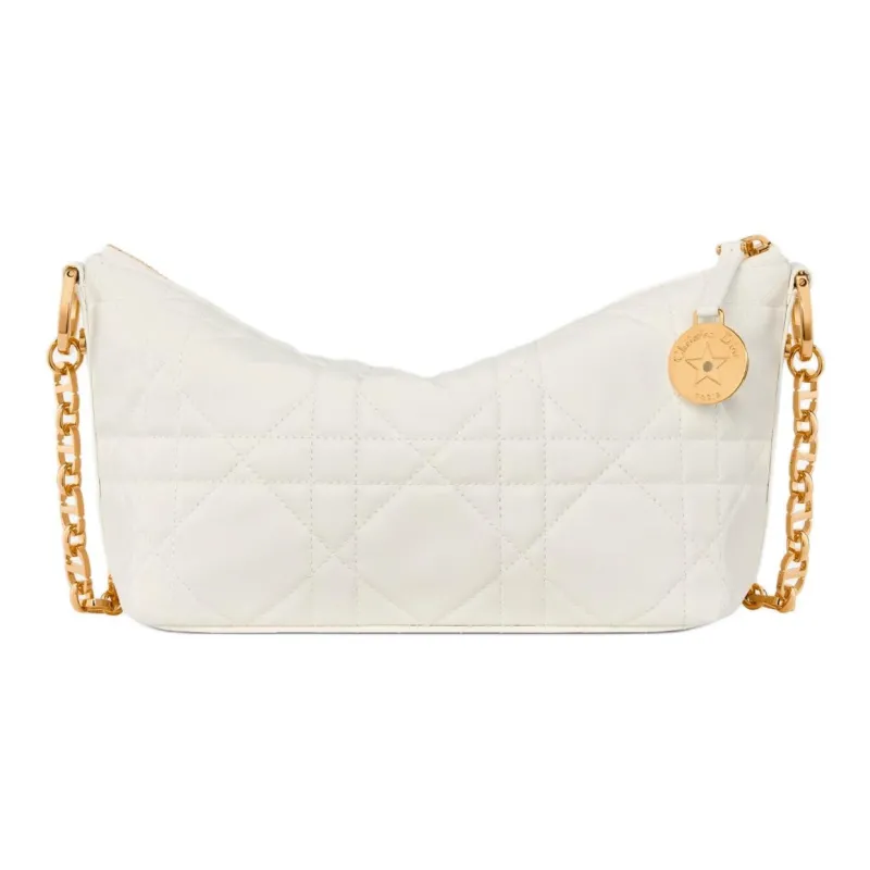 DIOR Lambskin One Shoulder Handbag Women's White-3