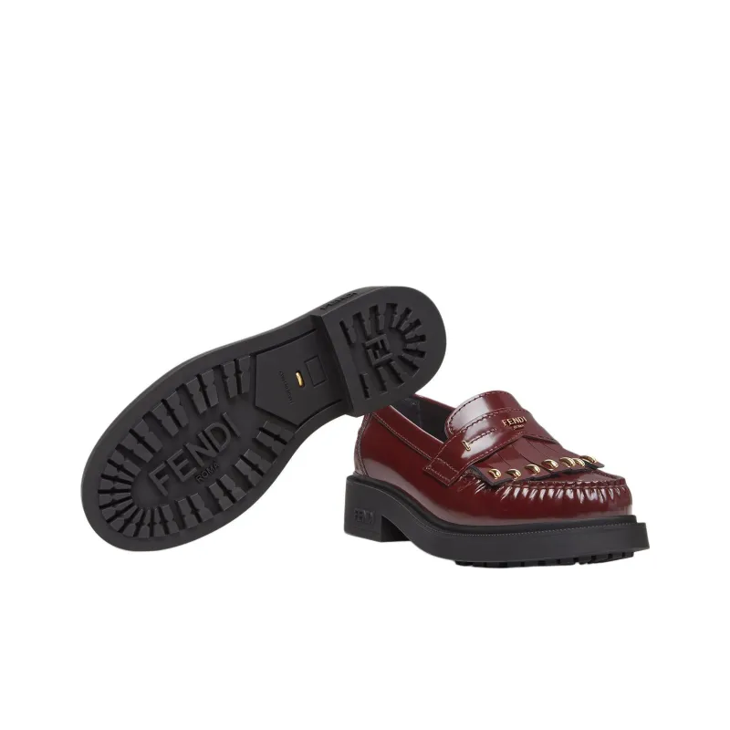 FENDI Filo Loafers 4cm Women's Burgundy-5