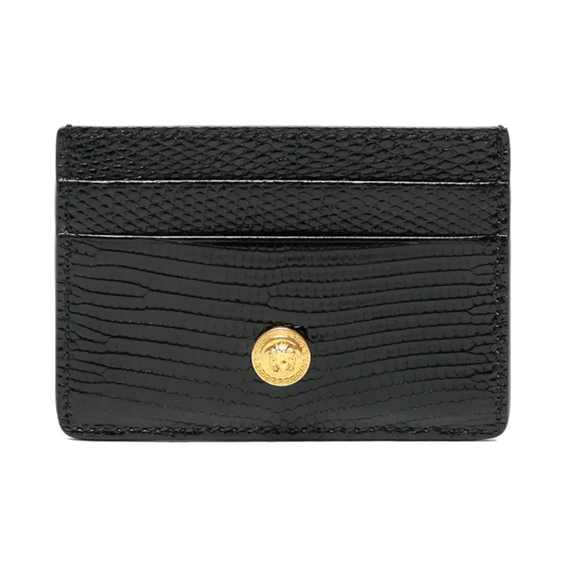 FANSIZHE Leather Card Holder Card Holder Unisex Black-0